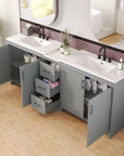 Elysian 84" Freestanding Bathroom Vanity with Double Sinks – Grey