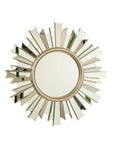 26 inch round sunburst bathroom wall mirror with silver PU frame | Ace Decor