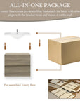 Oakmere Series 24" Ash Grey Bathroom Floating Vanity with Resin Sink & 2 Soft-Close Drawers