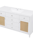 Soleil 60" Bathroom Vanity with Sink, Elegant White Cabinet with Drawers