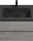 24"-47" Floating Dark Grey Corner Vanity with Matte Black Sink - 2 Soft Close Drawers