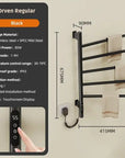 Orven regular black heated towel rack with touchscreen display and smart app control | Ace Decor