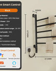 Orven Smart Control black heated towel rack with touchscreen display and smart app control | Ace Decor