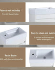 18" white bathroom sink with vanity showing pre-drilled faucet hole and resin basin details | Ace Decor