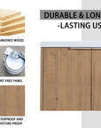 Monterey Series 30" Floating Bathroom Vanity in Imitative Oak with Integrated Sink and Double-Door Storage Cabinet