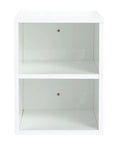 12 inch wall-mounted open storage cabinet with two shelves, front view.