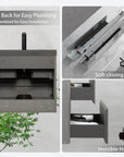 24"-47" Floating Dark Grey Corner Vanity with Matte Black Sink - 2 Soft Close Drawers