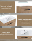 36" freestanding 36 inch bathroom vanity with ceramic basin, pre-drilled faucet holes, and easy-to-clean sink surface | Ace Decor