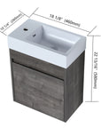 18'' Floating Bathroom Vanity with White Resin Sink & Soft-Close Door color: Plaid Grey Oak