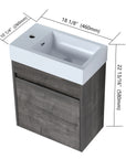 Aeris Series 18" Wall-Mounted Bathroom Vanity with Integrated Sink, Plaid Grey Oak