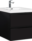 24-42 Inch Glossy Black Bathroom Floating Vanity with Resin Sink and 2 Soft-Close Drawers