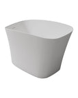 51" solid surface freestanding soaking bathtub in white, modern minimalist design.