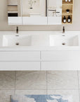 71 X 20 Modern Floating Double Sink Bathroom Vanity - Wall Mounted Storage Cabinet color: White