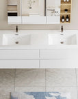 71 X 20 Modern Floating Double Sink Bathroom Vanity - Wall Mounted Storage Cabinet color: White