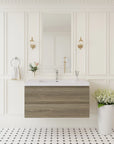 Oakmere Series 42" Ash Grey Bathroom Floating Vanity with Resin Sink & 2 Soft-Close Drawers