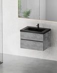 24"-47" Floating Dark Grey Corner Vanity with Matte Black Sink - 2 Soft Close Drawers