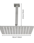 Dimensional diagram of the Lorton brushed nickel 12" rain shower head.