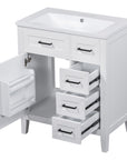 Elmsford Series 30" Crisp White Bathroom Vanity Base Cabinet with Dock Rack & 5 Drawers
