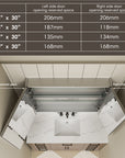 Reserved clearance space required for opening Pro Shower LED Medicine Cabinet doors.