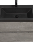 24"-47" Floating Dark Grey Corner Vanity with Matte Black Sink - 2 Soft Close Drawers