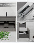 24"-47" Floating Dark Grey Corner Vanity with Matte Black Sink - 2 Soft Close Drawers