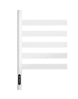 Velin Series 18 x 27 white heated towel rail radiator with six rotating bars and digital control panel | Ace Decor.