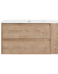 36" wall mounted bathroom vanity front view with minimalist oak design | Ace Decor