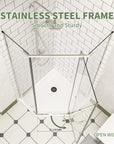 36" x 36" x 72" semi-frameless corner shower enclosure with stainless steel frame, frameless corner shower enclosures durable design | Ace Decor
