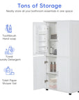 Tons of storage in 62”(H) Freestanding Bathroom Floor Storage Cabinet