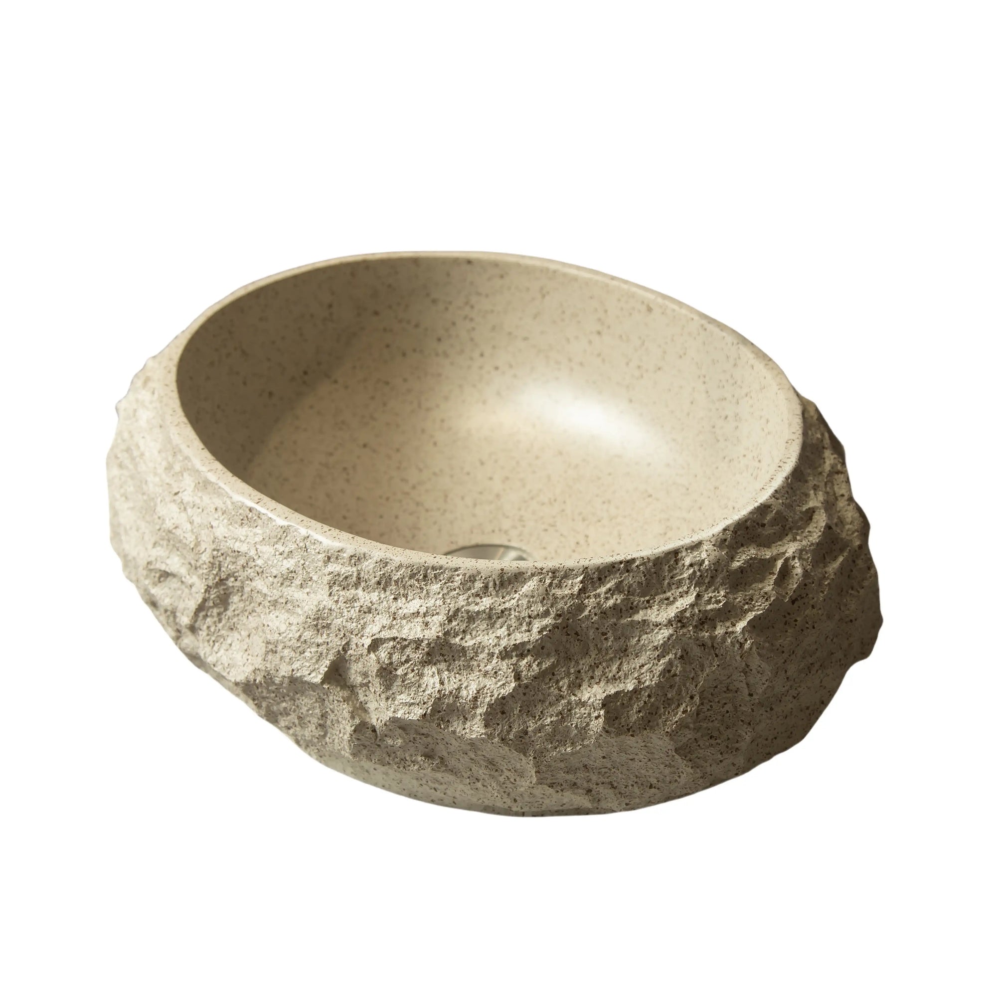 Astra Series 18" Oval Sculpted Resin Stone Vessel Basin in ivory finish | ACE DECOR