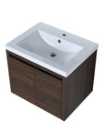 Integrated resin sink on Walden Series 24 inch floating vanity bathroom with smooth surface.