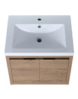 24" wall mounted vanity unit with integrated resin sink, smooth seamless basin design.