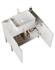 30 inch freestanding bathroom vanity with integrated sink and marble countertop.
