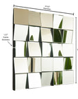 Dimension view of 24-inch modern entryway mirror and bench wall mirror with cube beveled design | Ace Decor