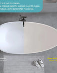 Abyss Series egg-shaped tub comparison showing superior yellowing resistance, easy cleaning, and repairability vs. ordinary bathtubs.
