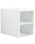 Side view of 12 inch wall-mounted open bathroom storage cabinet with open shelves.