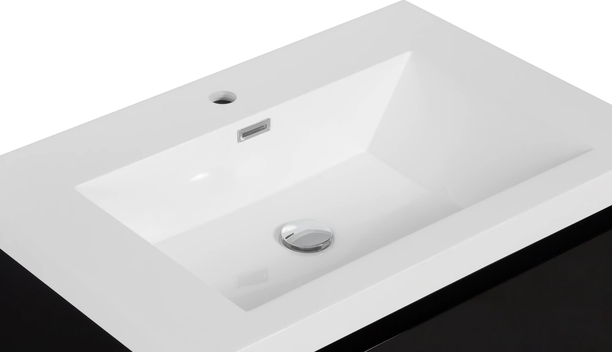 24-42 Inch Glossy Black Bathroom Floating Vanity with Resin Sink and 2 Soft-Close Drawers
