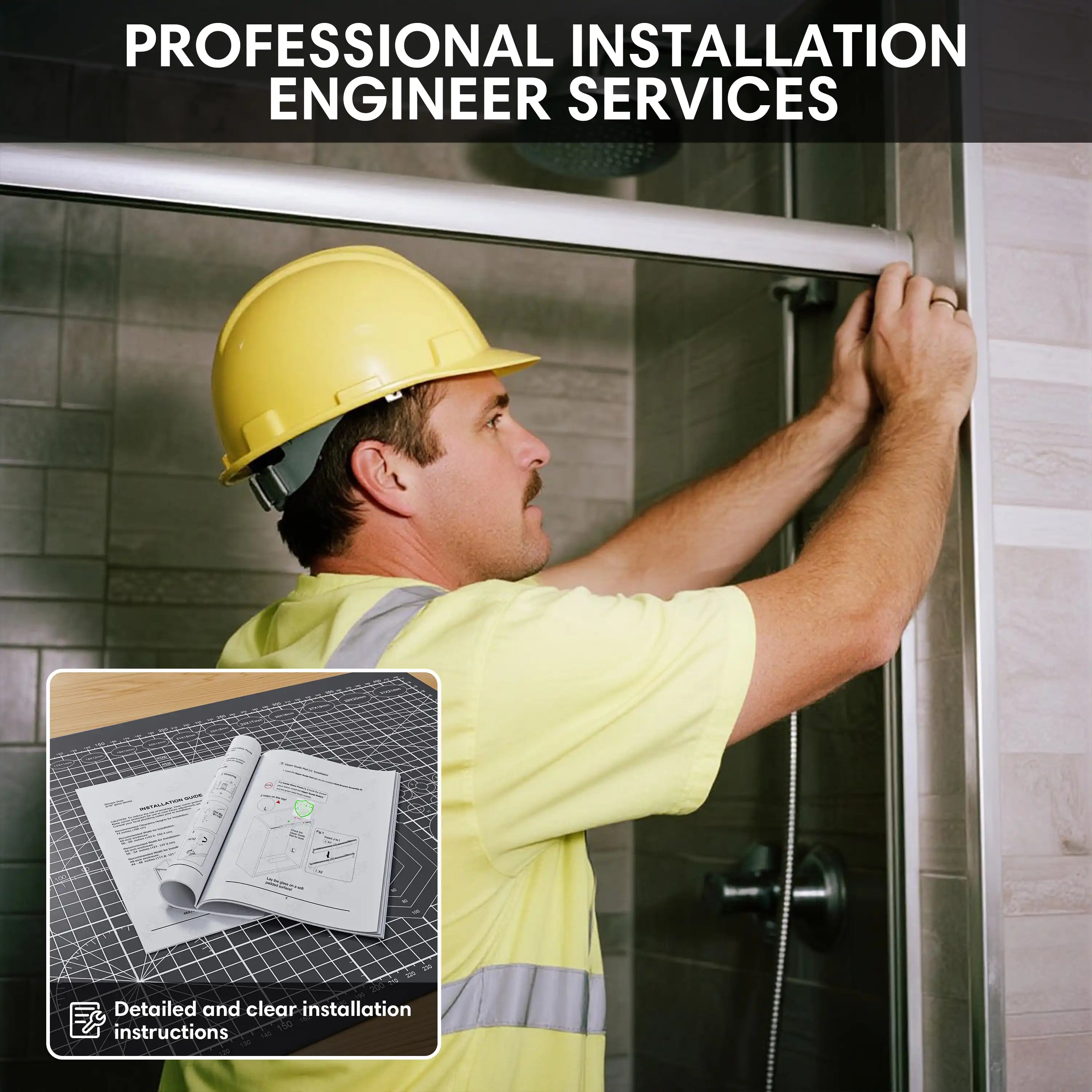 Professional installation service with detailed instruction guide for shower door | Ace Decor