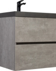 24"-47" Floating Dark Grey Corner Vanity with Matte Black Sink - 2 Soft Close Drawers