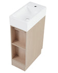 18.6" oak finish bathroom vanity with integrated sink, top view | Ace Decor
