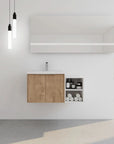 Floating Bathroom Cabinet with Sink & Soft-Close Doors - Ideal for Small Bathrooms color: Imitative Oak | size: 36 inch | combination: A Side Cabinet