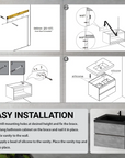 24"-47" Floating Dark Grey Corner Vanity with Matte Black Sink - 2 Soft Close Drawers