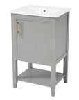 Mistford Series 20" Taupe Grey Bathroom Vanity Cabinet with Sink, Soft-Closing Door, Storage Rack & Open Shelf