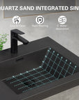 Quartz sand sink of grey floating vanity showing easy-clean and durable features | Ace Decor