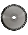 Top view of a 14 inch black bathroom sink with a radial textured glass design | Ace Decor