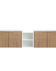 Monterey Series 72" Double Floating Bathroom Vanity in Imitative Oak with Side Cabinet and Integrated Sink