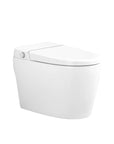 LUXOVA Smart Bidet Toilet with heated seat, auto flush, remote control, and night light – modern white one-piece smart toilet for luxury bathroom.