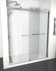 60" x 74" Sliding Semi-Frameless Glass Shower Doors in Brushed Nickel - 8mm Thick, Bypass Entry