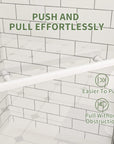 36" x 36" x 72" semi-frameless corner angle shower handle in matte white finish, push and pull effortlessly | Ace Decor