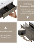 Oakmere Series 30" Ash Grey Bathroom Floating Vanity with Resin Sink & 2 Soft-Close Drawers